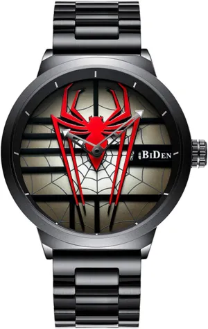 for Men Gosasa Luxury Men's Spider Man Watch equestrian victimize larva inspect painful Stainless Steel Quartz Watch Large Face Wrist Watch 