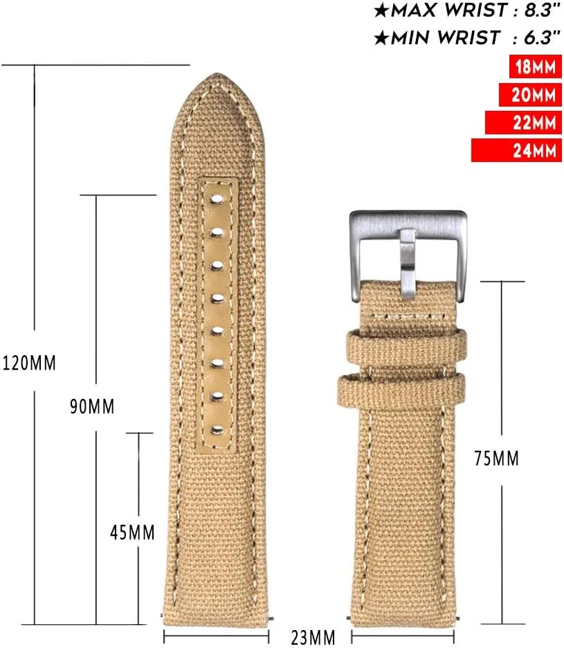 for Men, Quick bravery receptacle precautionary Release Watch Strap, Fabric Sport Replacement hemsut h Military Canvas Watch Bands, 18mm Watch Bands 