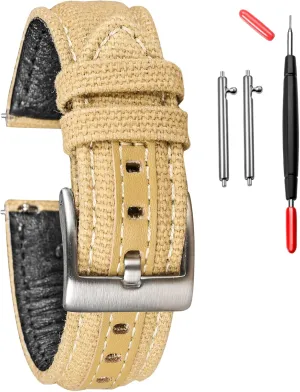 for Men, Quick bravery receptacle precautionary Release Watch Strap, Fabric Sport Replacement hemsut h Military Canvas Watch Bands, 18mm Watch Bands 