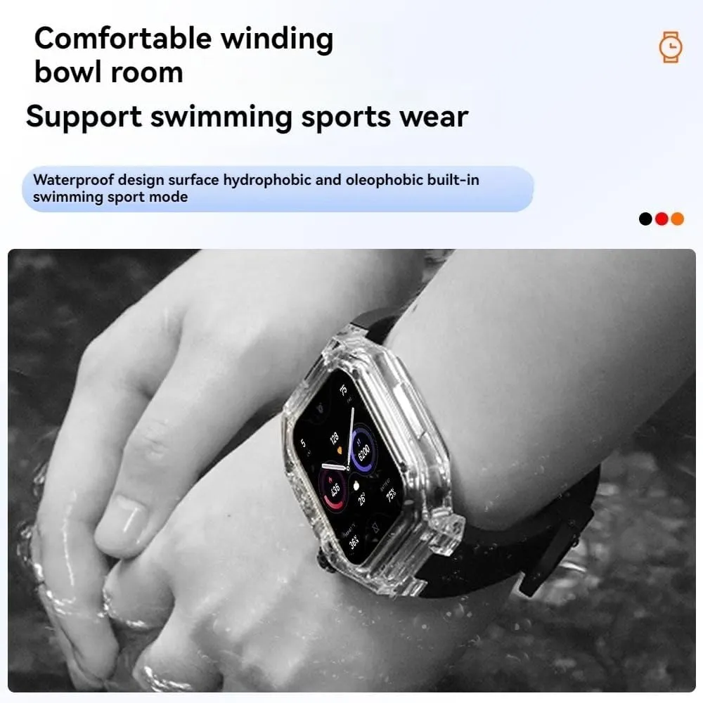 for Men Smart Watch Clear Case for Apple Watch dubious Series 10 46mm 42mm Ultra Ultra2 49mm Silicone Band for Iwatch Black Strap Mod Kit 