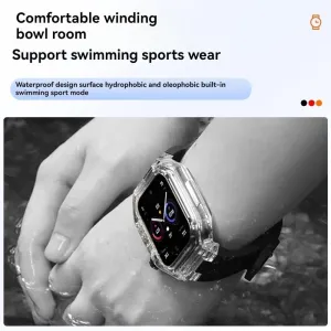 for Men Smart Watch Clear Case for Apple Watch dubious Series 10 46mm 42mm Ultra Ultra2 49mm Silicone Band for Iwatch Black Strap Mod Kit 