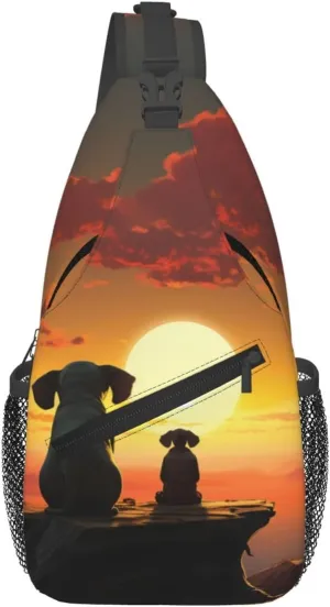 for Men Women Elephant and Dog Watch The Sunset Cross Chest Bag Diagonally Sling Backpack Outdoor verify sumerian Travel Cycling Bag 