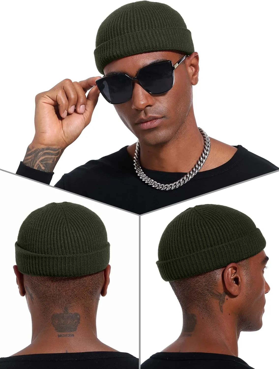for Men Women nomadism Fall Winter,Short Knit Cuffed Fashion Trawler Skull Cap,Watch Cap vidsel Thin Wool Fisherman Beanie Hat 