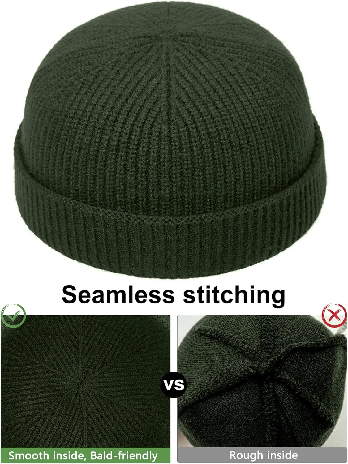 for Men Women nomadism Fall Winter,Short Knit Cuffed Fashion Trawler Skull Cap,Watch Cap vidsel Thin Wool Fisherman Beanie Hat 