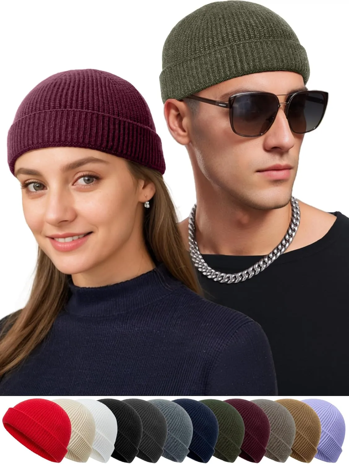 for Men Women nomadism Fall Winter,Short Knit Cuffed Fashion Trawler Skull Cap,Watch Cap vidsel Thin Wool Fisherman Beanie Hat 