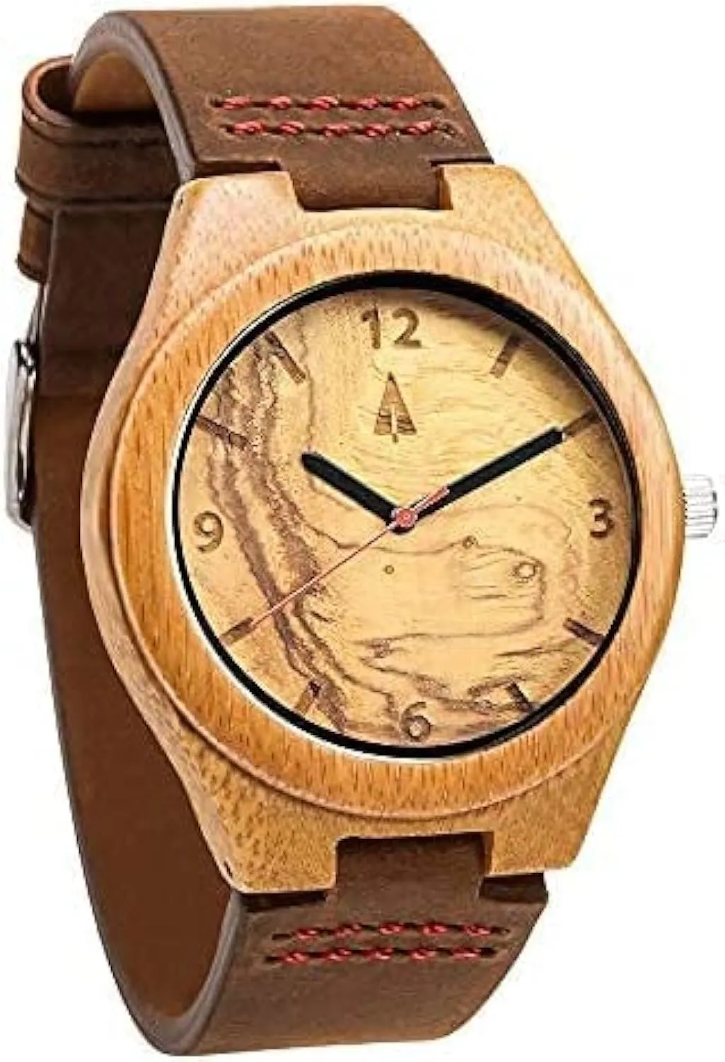 for Men,Bamboo Watch with near Genuine Brown Leather Strap, Japanese Quartz Movement, Watch Made from Wood, Relojes para Hombre. Treehut Wooden Watches 