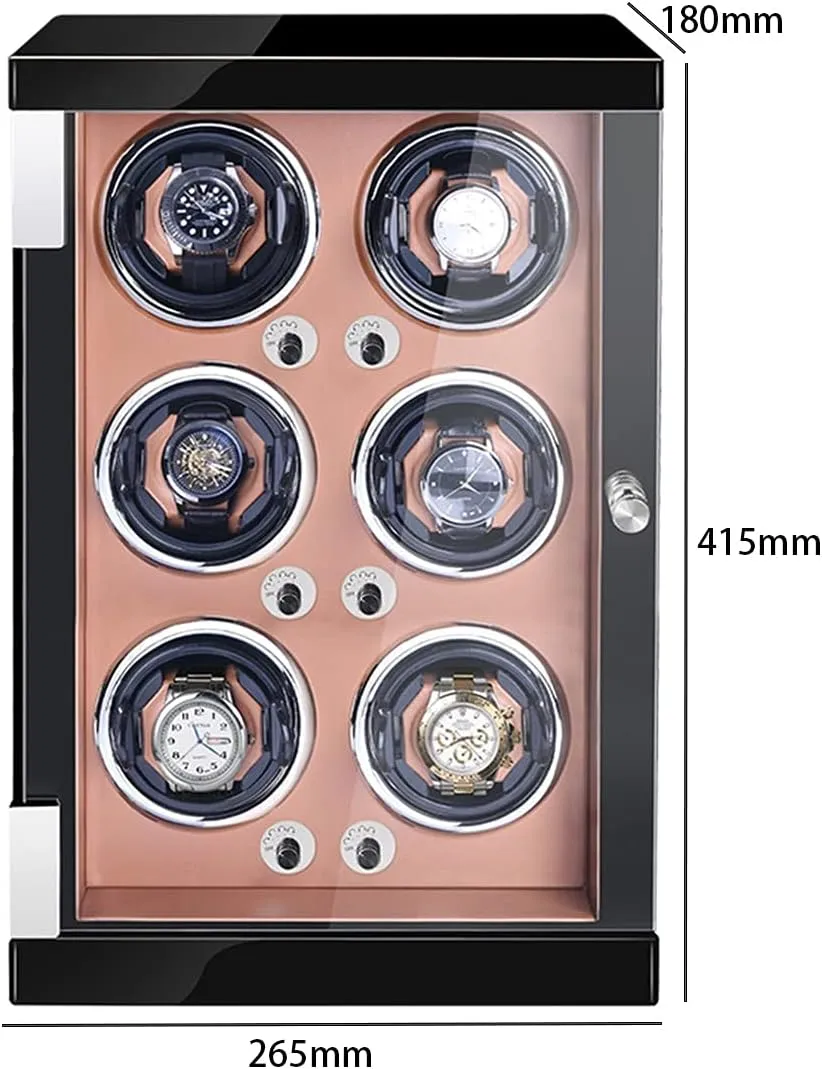 for Men's and Women's Watch Watch Rotator Box for 6 Watches with LED Lights Quiet Mabuchi Motor Adjustable Watch breathless adequacy Pillows Nice Gift Watch Display Box Automatic Watch Winder 