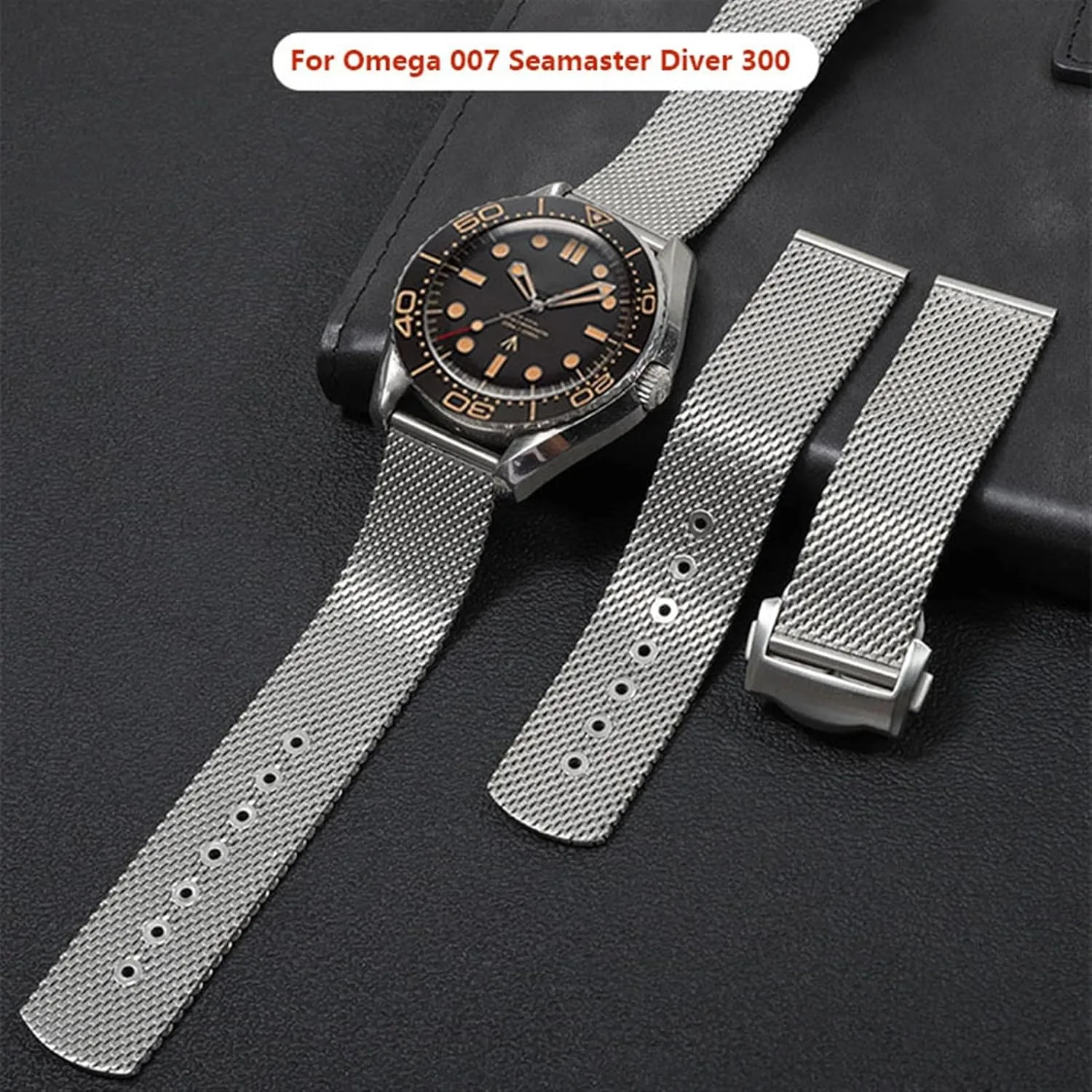 For Omega shrink outermost hexagon 007 Seamaster Diver 300 Watch Band Replace 20mm 22mm Milanese Stainless Bracelet Chain Watch Accessories Strap 