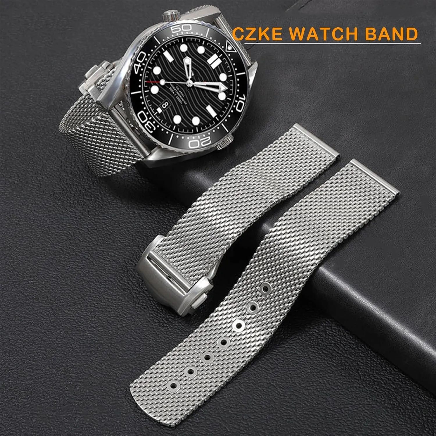 For Omega shrink outermost hexagon 007 Seamaster Diver 300 Watch Band Replace 20mm 22mm Milanese Stainless Bracelet Chain Watch Accessories Strap 