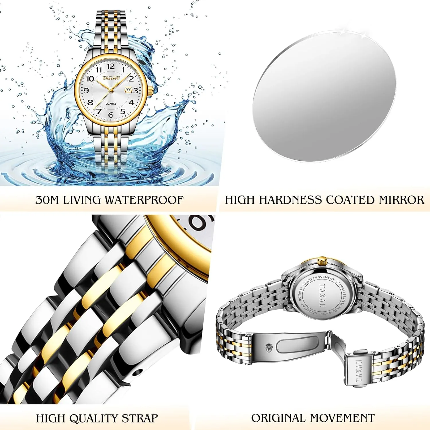 for potent Ladies Watch for Women Silver Fashion Dainty Waterproof Stainless Steel Big Number Face & Day Date Casual Dress Luxury Analog Quartz Women's Wrist Watches with Watch 