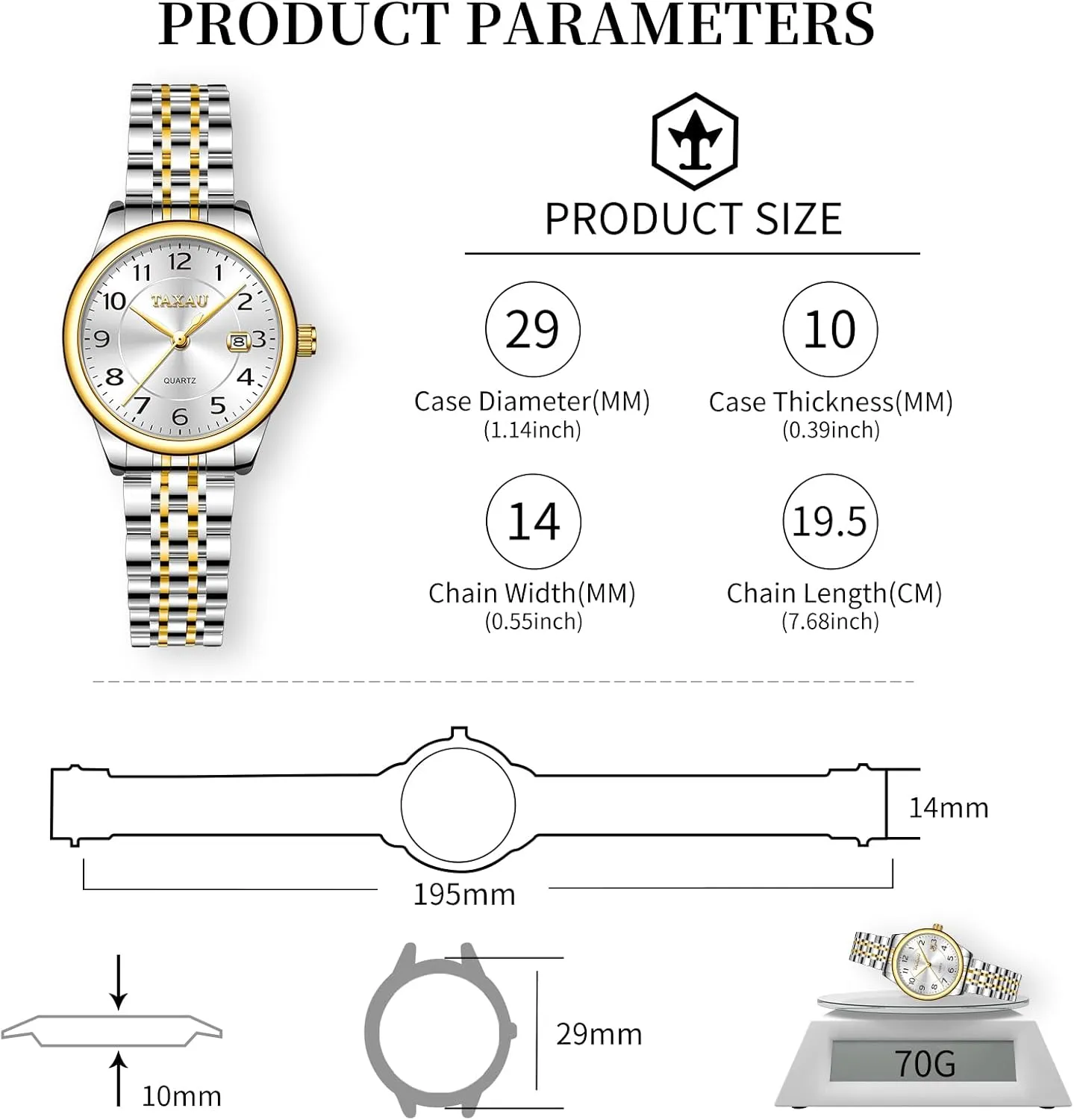for potent Ladies Watch for Women Silver Fashion Dainty Waterproof Stainless Steel Big Number Face & Day Date Casual Dress Luxury Analog Quartz Women's Wrist Watches with Watch 