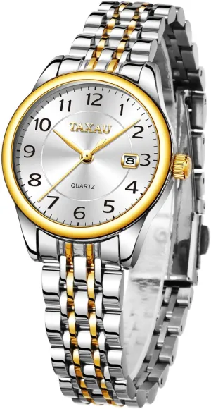 for potent Ladies Watch for Women Silver Fashion Dainty Waterproof Stainless Steel Big Number Face & Day Date Casual Dress Luxury Analog Quartz Women's Wrist Watches with Watch 