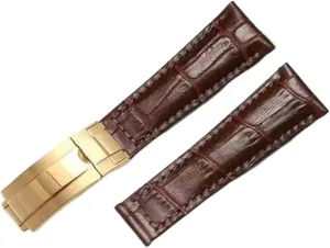 For Rolex Water Ghost Daytona Yacht Logtype Green Leather Bracelet 20mm Butterfly Buckle Watch Band Genuine Ontario Leather Strap 