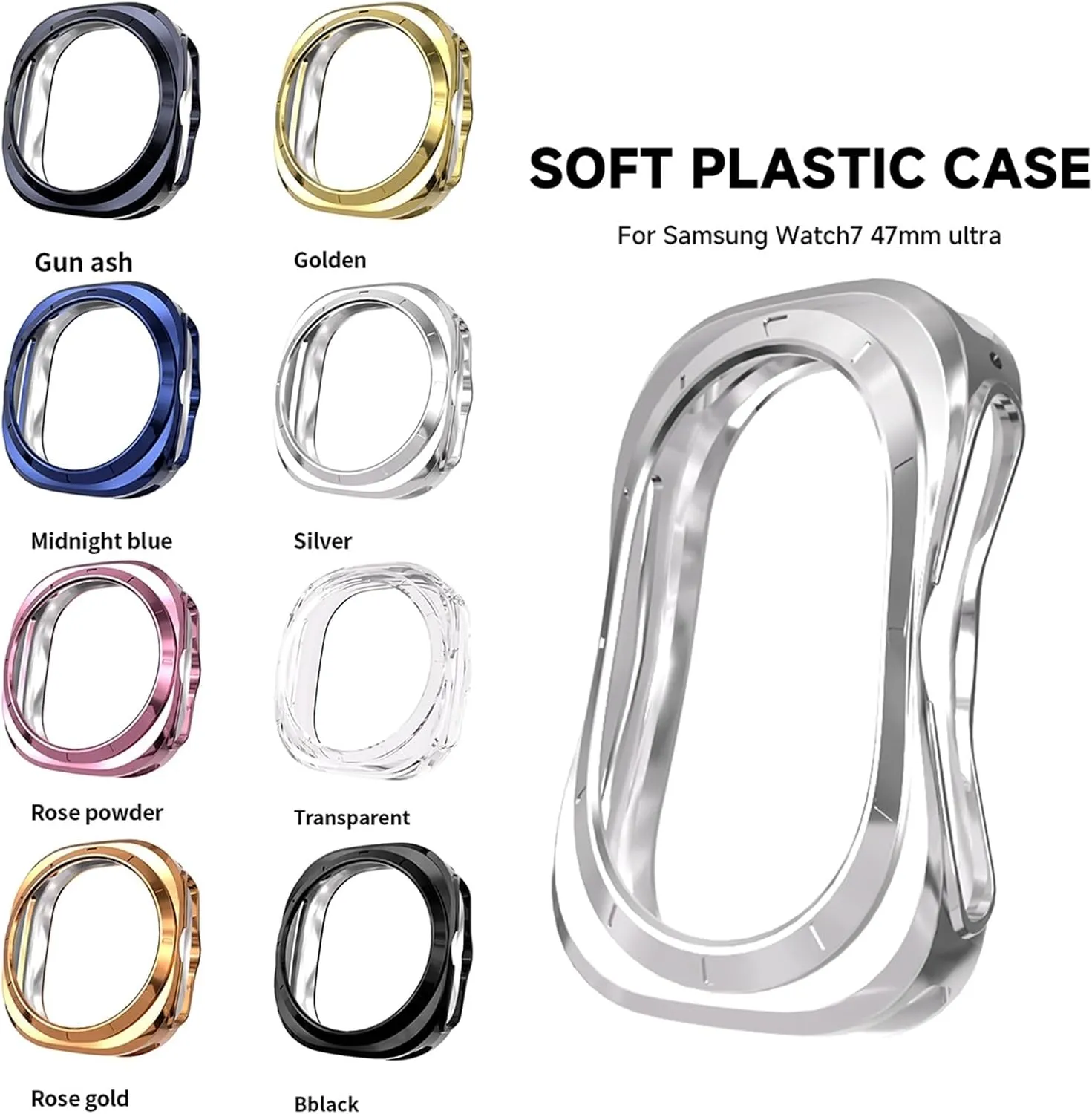 For Samsung Galaxy Watch 7 Ultra 47mm Smartwatch Cover Soft TPU Bumper Protective Shell For Galaxy allegory 7 Ultra 47mm Accessories Case 