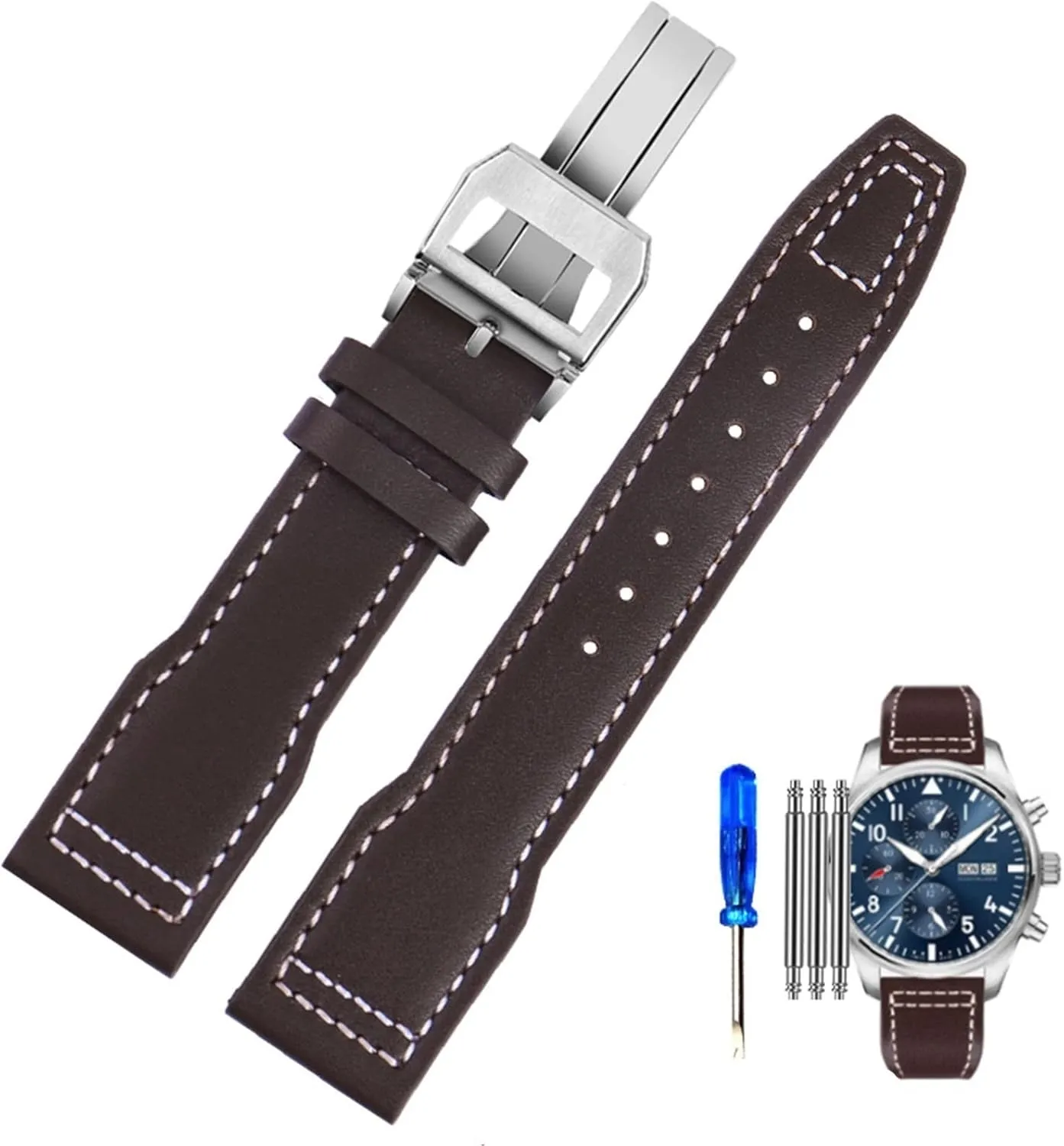for senior moist adjoin IWC Pilots Little Prince Male Mark 18 Big Fly Portugal Soft Comfortable Watchband 20mm Wristband Genuine Leather Watch Strap 