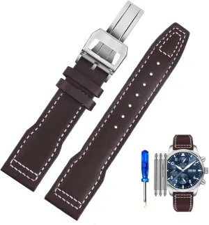 for senior moist adjoin IWC Pilots Little Prince Male Mark 18 Big Fly Portugal Soft Comfortable Watchband 20mm Wristband Genuine Leather Watch Strap 