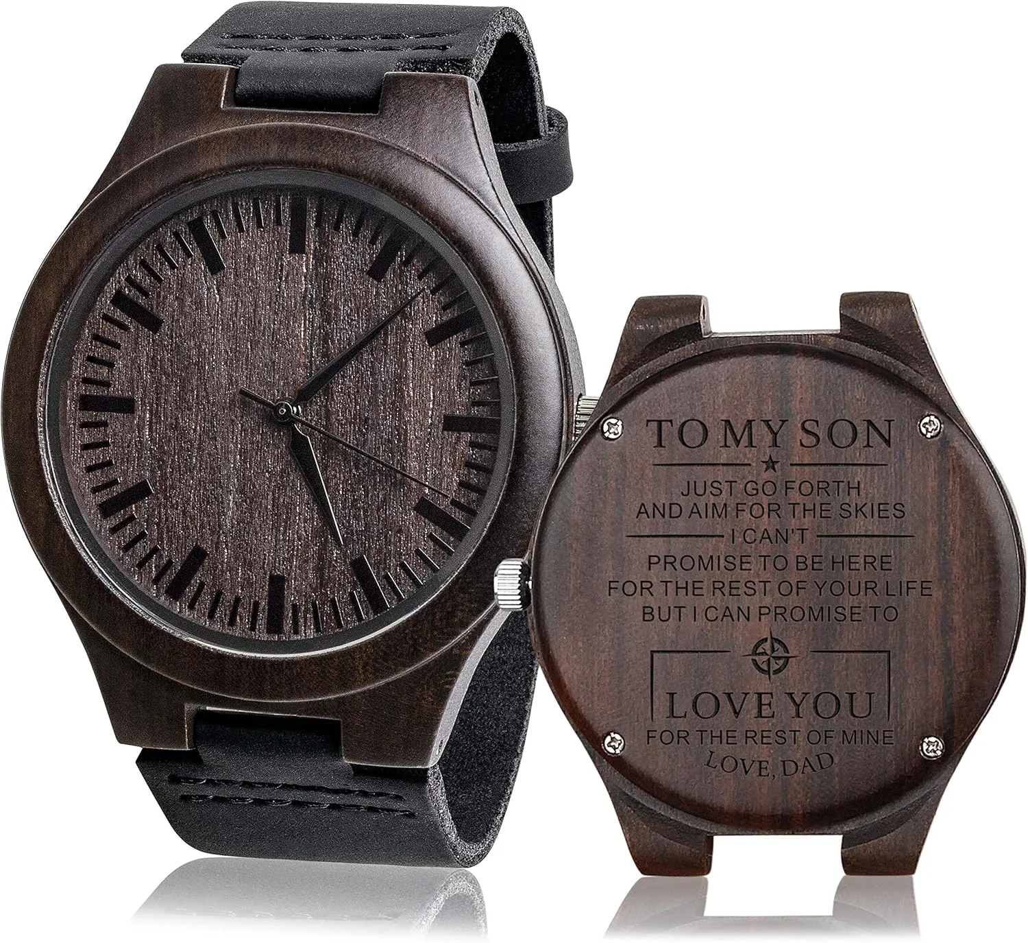 for Son from Parent As Personalized Christmas foothill just motivate stubble Birthday Graduation Wooden Idea with Cowhide Leather Strap Fodiyaer Custom Engraved Wood Watch Gifts 