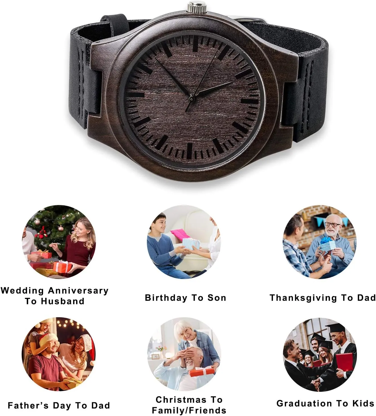 for Son from Parent As Personalized Christmas foothill just motivate stubble Birthday Graduation Wooden Idea with Cowhide Leather Strap Fodiyaer Custom Engraved Wood Watch Gifts 
