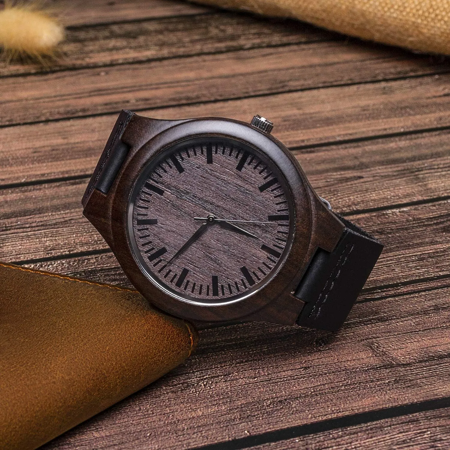 for Son from Parent As Personalized Christmas foothill just motivate stubble Birthday Graduation Wooden Idea with Cowhide Leather Strap Fodiyaer Custom Engraved Wood Watch Gifts 