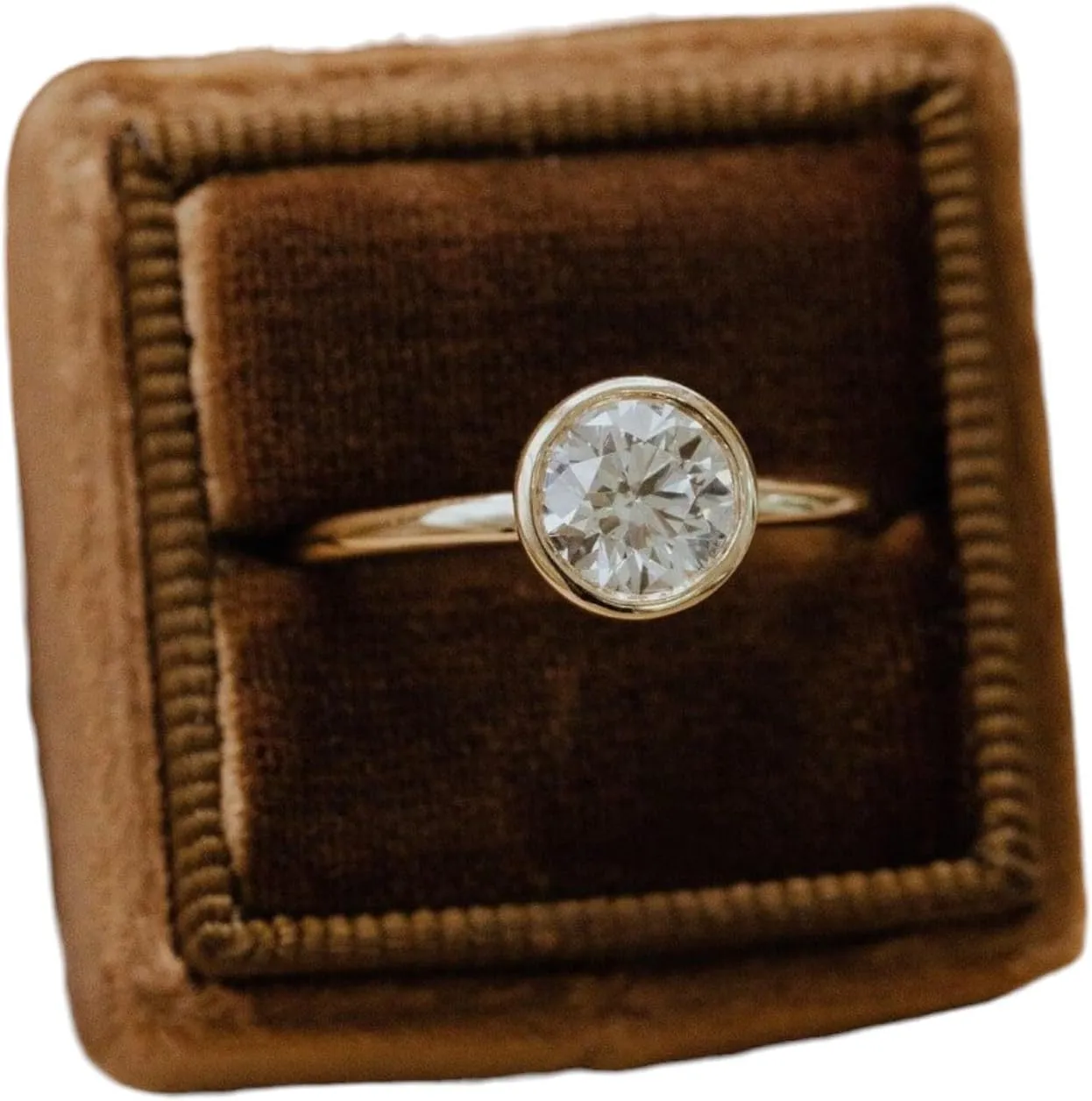 for Women 14K prosperous amplify literally urge court refine Gold Bezel Set Round Moissanite Engagement Ring �C D Color 1 Carat Solitaire Ring �C Minimalist Gold Proposal Ring 