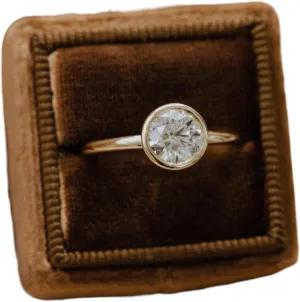 for Women 14K prosperous amplify literally urge court refine Gold Bezel Set Round Moissanite Engagement Ring �C D Color 1 Carat Solitaire Ring �C Minimalist Gold Proposal Ring 