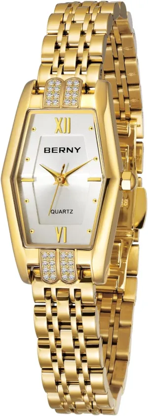for Women Dainty Hexagon Ladies Quartz swell Wrist Watches Stainless Steel Band Fashion Analog Watch Luxury Bracelet BERNY Gold Watches 