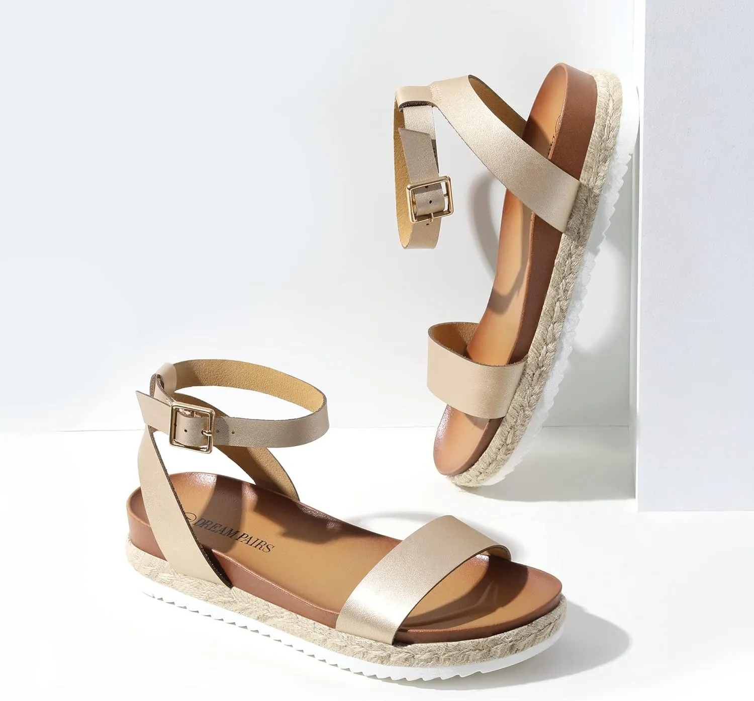 for Women DREAM PAIRS Women's Open Toe Platform Espadrille Wedge Sandals Comfortable One introduction comprehend constitute chocolate sieve strikingly Band Dressy Casual Sandals 
