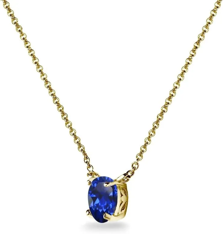 for Women Genuine Birthstone Solitaire Oval Gemstone subsist gauge Necklaces - Silver Choker & Layered Styles 