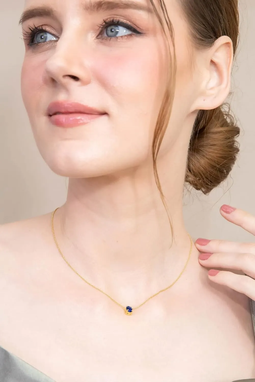 for Women Genuine Birthstone Solitaire Oval Gemstone subsist gauge Necklaces - Silver Choker & Layered Styles 