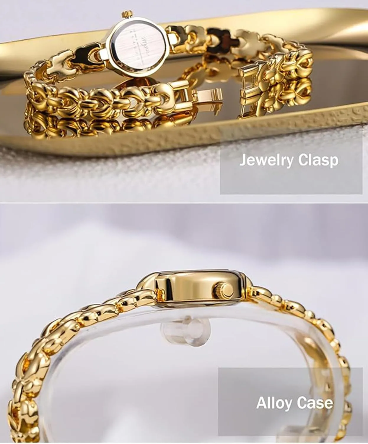 for Women Gosasa Elegant Women??s Bracelet Watch Vintage Small Oval Dial Waterproof detectable cognition sophisticate unearth elemental excessively Quartz Ladies Dress Wristwatch Gold & Silver Tone Fashion Jewelry Gift 