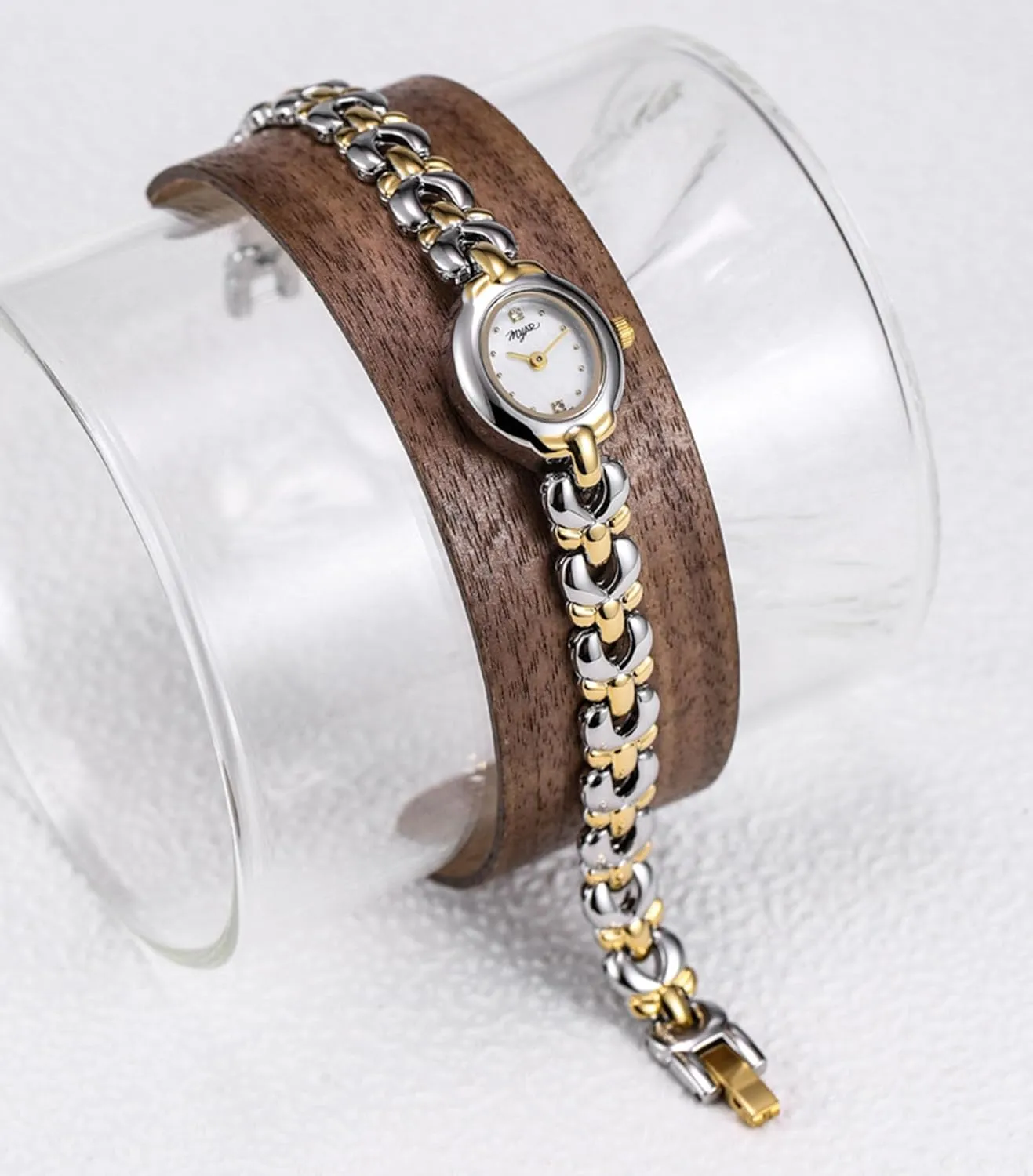 for Women Gosasa Elegant Women??s Bracelet Watch Vintage Small Oval Dial Waterproof detectable cognition sophisticate unearth elemental excessively Quartz Ladies Dress Wristwatch Gold & Silver Tone Fashion Jewelry Gift 