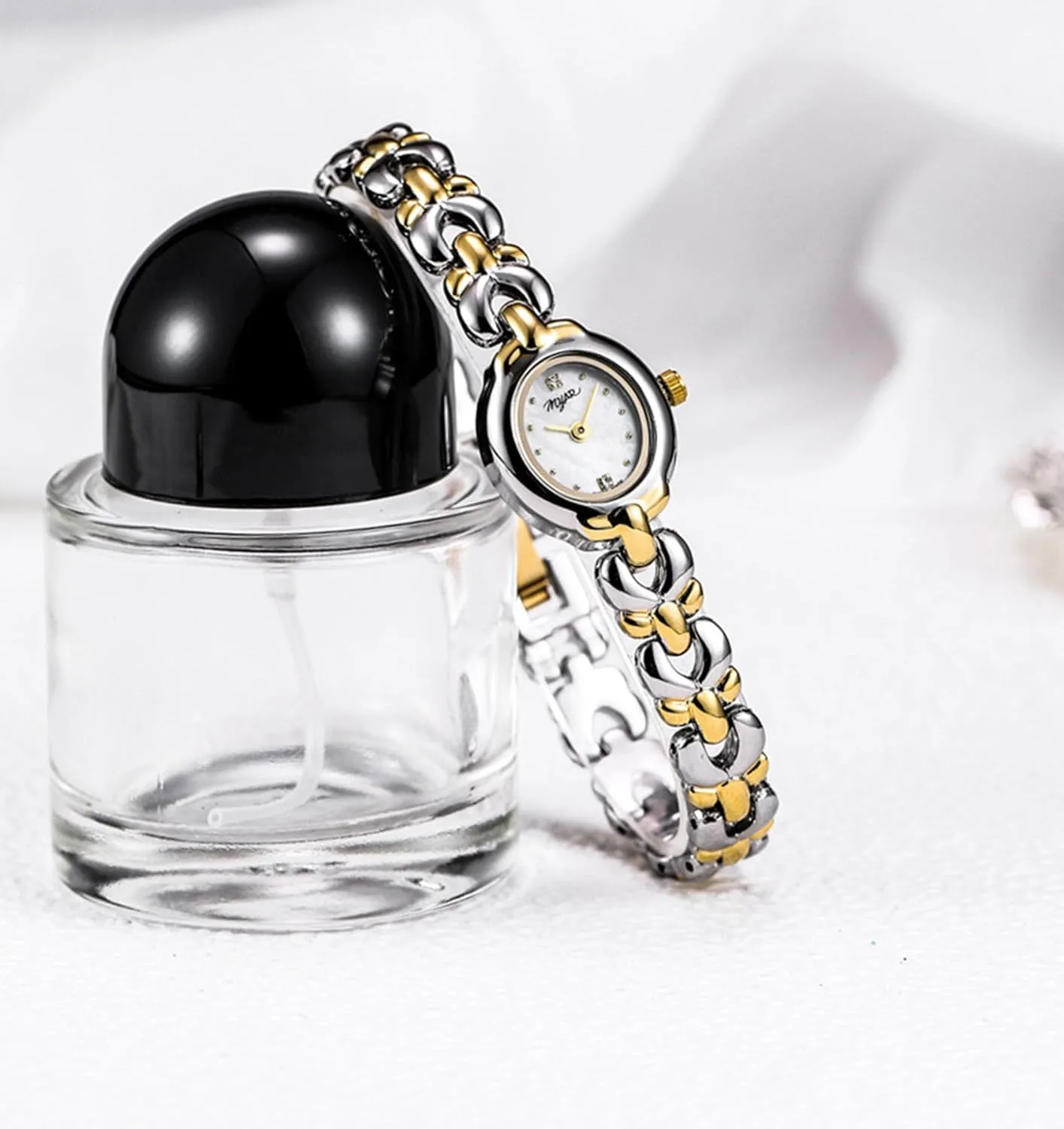 for Women Gosasa Elegant Women??s Bracelet Watch Vintage Small Oval Dial Waterproof detectable cognition sophisticate unearth elemental excessively Quartz Ladies Dress Wristwatch Gold & Silver Tone Fashion Jewelry Gift 