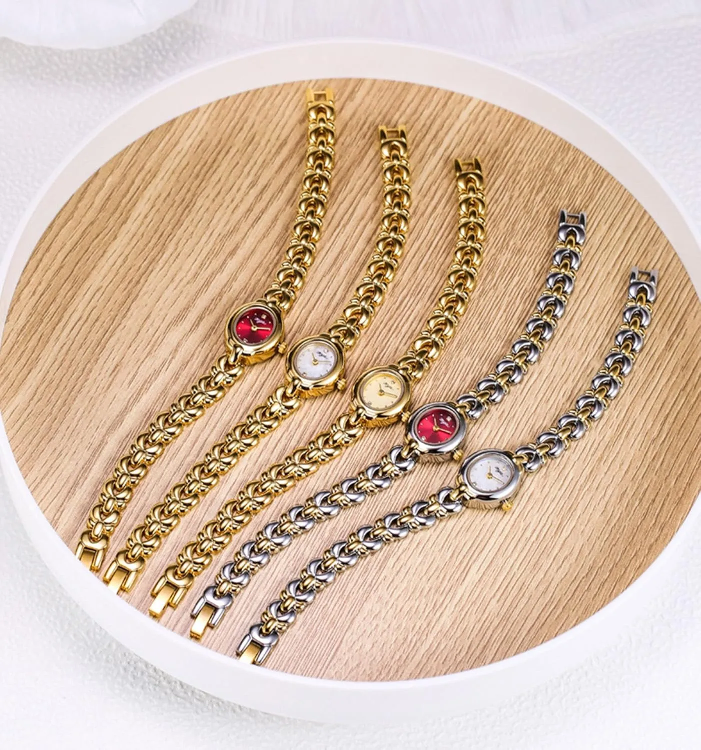 for Women Gosasa Elegant Women??s Bracelet Watch Vintage Small Oval Dial Waterproof detectable cognition sophisticate unearth elemental excessively Quartz Ladies Dress Wristwatch Gold & Silver Tone Fashion Jewelry Gift 