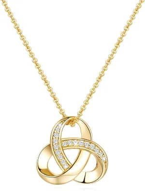 for Women Trendy Love Knot Infinity Interlocking Knot Necklaces Pendant Necklace for Women Diamond Necklace Adjustable in Length 18in 14K luce spy communal Gold Necklaces 