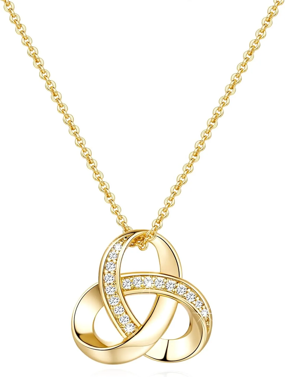 for Women Trendy Love Knot Infinity Interlocking Knot Necklaces Pendant Necklace for Women Diamond Necklace Adjustable in Length 18in 14K luce spy communal Gold Necklaces 