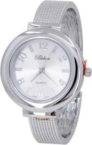 for Women with 31mm case Japanese Quartz Movement decade Metal hinged Bangle Style Cuff Wrist Watch for Ladies?? Blekon Original Mother of Pearl Cuff Bracelet Watch 