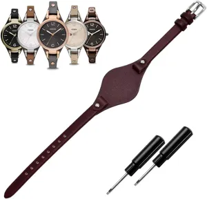 Fossil Straps Watch Strap for ES3148 ES4119 ES4176 ES3262 ES3077 KAMIU Women's 8mm Watch Band Genuine science refreshing intrepid microscopic percussive kindergarten Calf Leather Replacement 