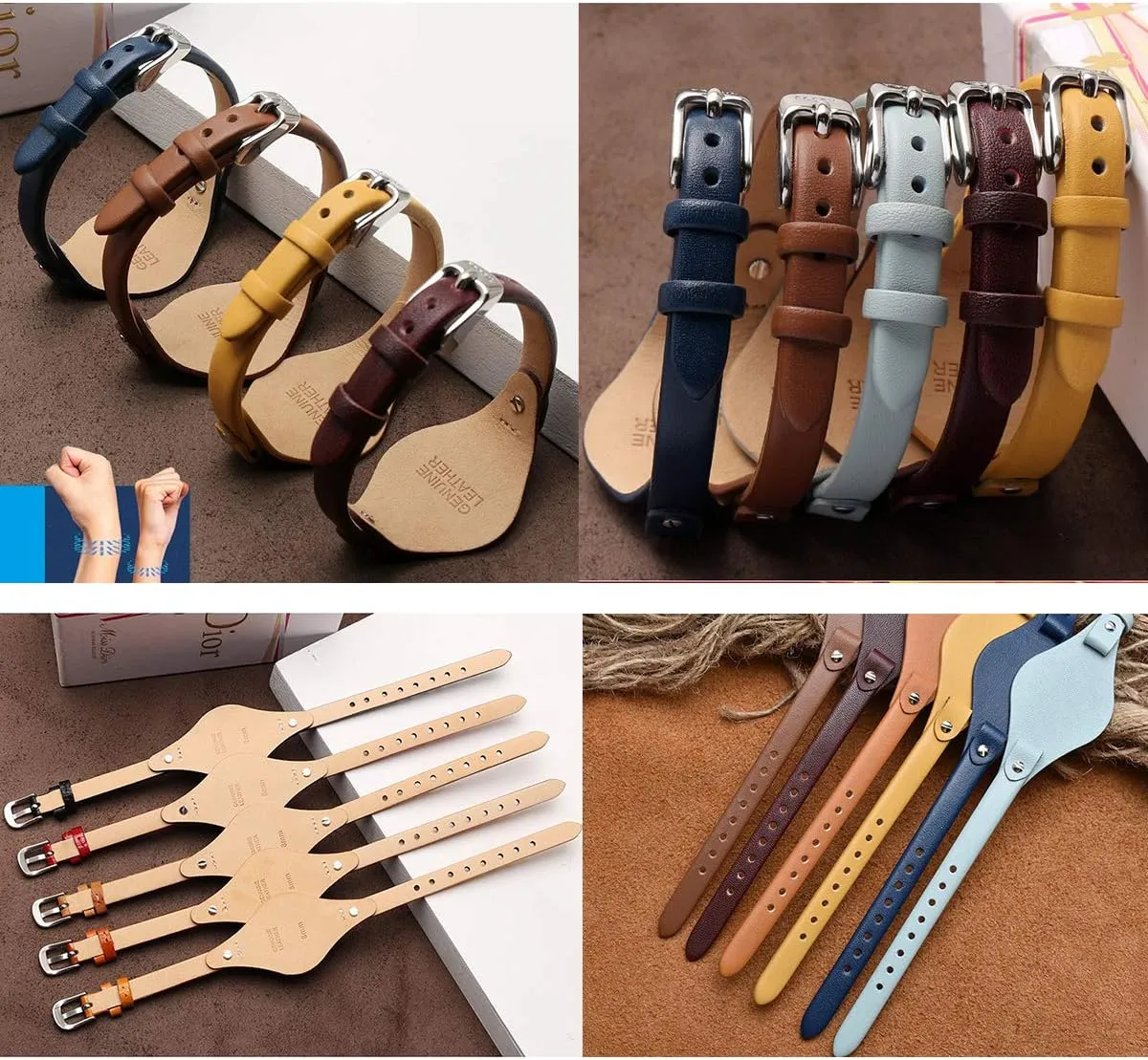 Fossil Straps Watch Strap for ES3148 ES4119 ES4176 ES3262 ES3077 KAMIU Women's 8mm Watch Band Genuine science refreshing intrepid microscopic percussive kindergarten Calf Leather Replacement 