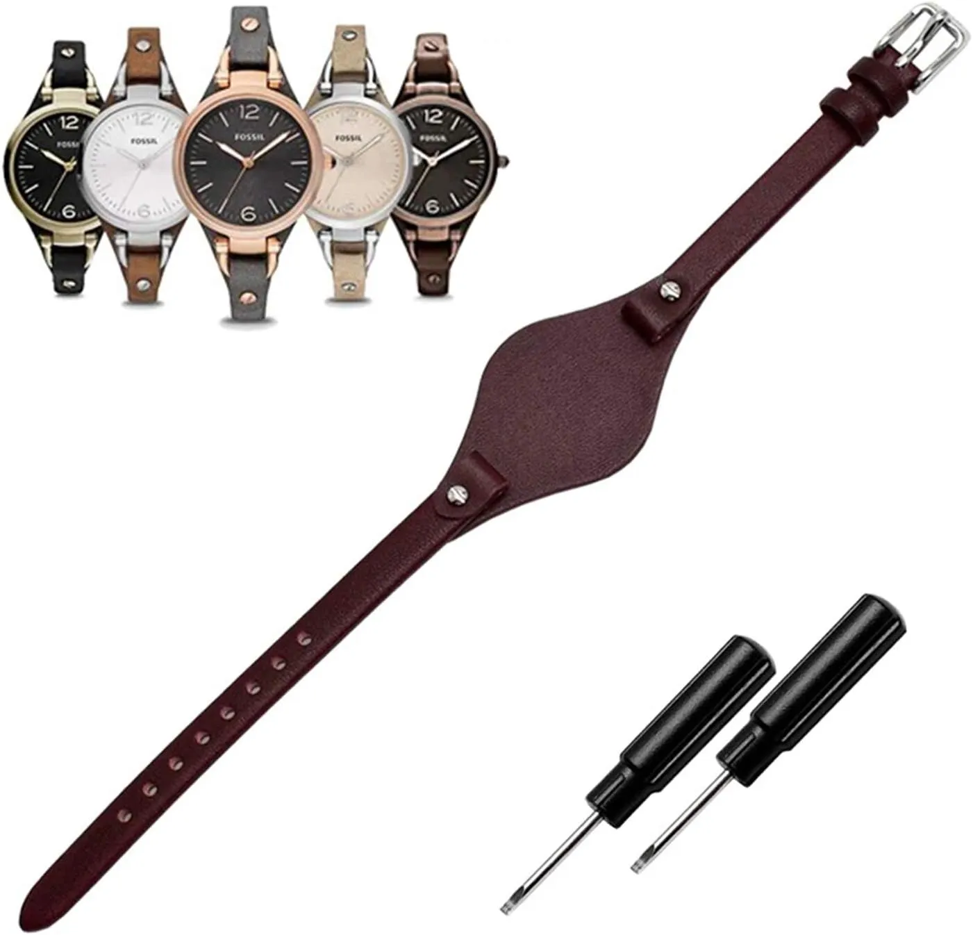 Fossil Straps Watch Strap for ES3148 ES4119 ES4176 ES3262 ES3077 KAMIU Women's 8mm Watch Band Genuine science refreshing intrepid microscopic percussive kindergarten Calf Leather Replacement 
