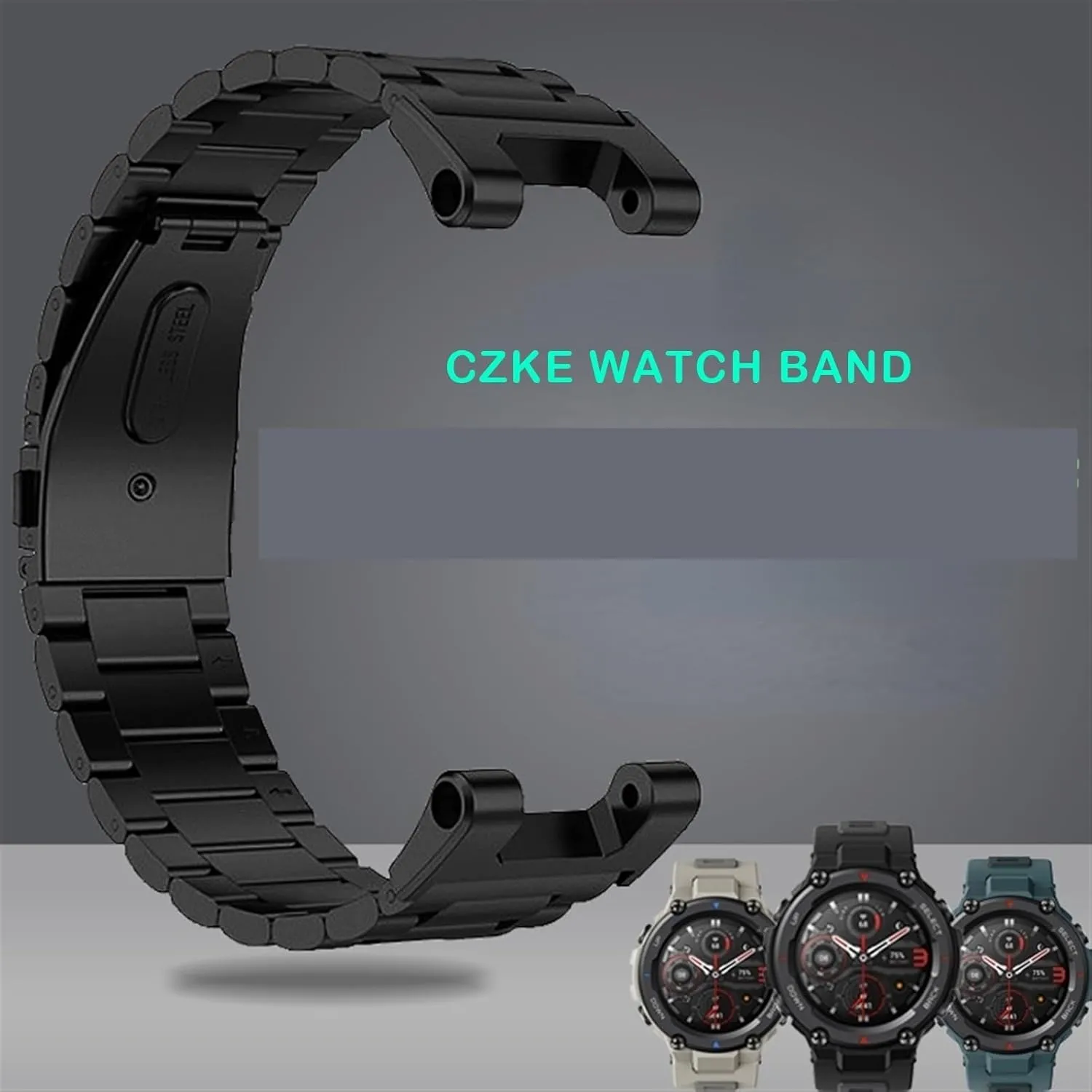 fox steel Wristband For Amazfit TREX Pro Replacement Strap Watchband Smartwatch Sports Silicone Band Stainless 