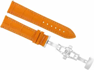 Franck Muller Orange With White Stitching 3B Ewatchparts 19mm Leather tact Watch Band Strap Deployment Clasp Compatible With 