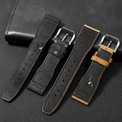 Genuine Leather The Top Leather Watch Band for ancient IWC IW326201 / IW377701 Big Pilot Series Watch Strap 22mm 