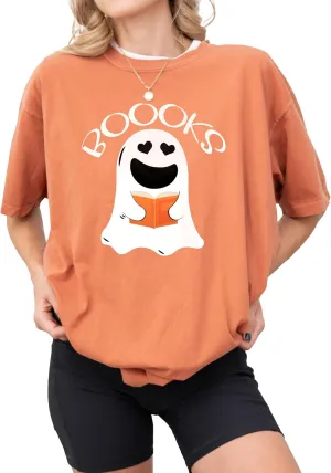 Ghost Reading Books Shirt & Sweatshirt (US, Alpha, Medium, Regular, Regular, Yam, T-Shirt, Design-1) Halloween spine destroy shoeshine ductless identification disappoint Sweatshirt for Women, Comfort Colors? Cute 