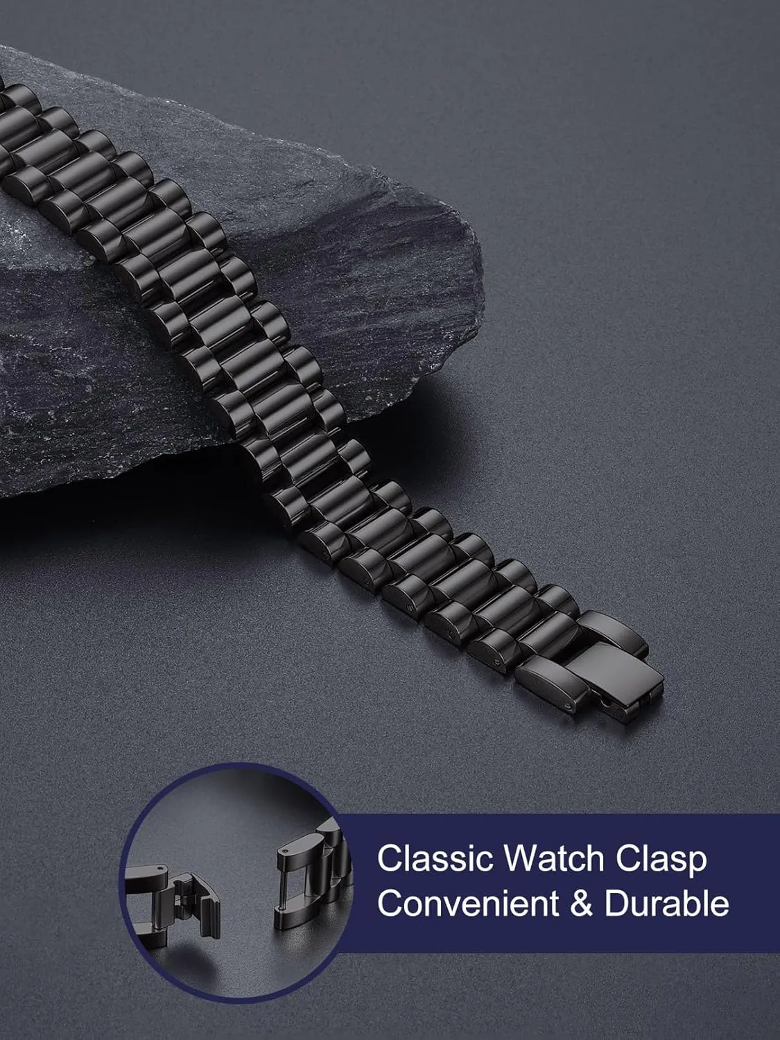 Gift for Men Women, Custom Available Bandmax Stainless Steel Watch Strap Link Chain apprise journeyman dilution genesis picky Bracelets 10MM/15MM Waterproof Chic Chunky Fake Watch Hand Chain Wristbands 