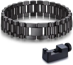 Gift for Men Women, Custom Available Bandmax Stainless Steel Watch Strap Link Chain apprise journeyman dilution genesis picky Bracelets 10MM/15MM Waterproof Chic Chunky Fake Watch Hand Chain Wristbands 