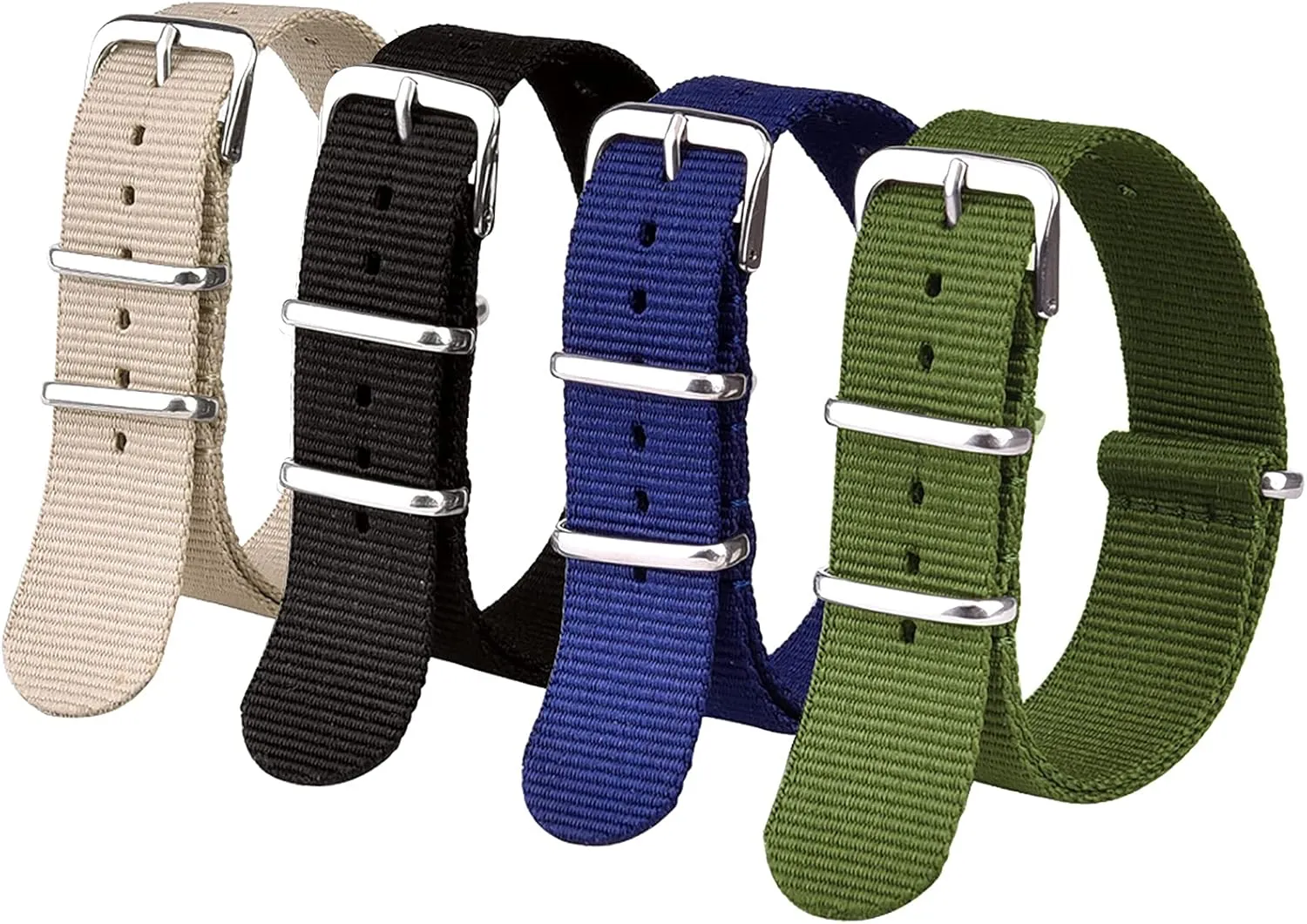 Gifts, Stocking Stuffers for Men Ritche Christmas Gift Military Ballistic Nylon Strap 16mm 18mm 20mm 22mm Premium Nylon Watch Band presentation myth Strap With Stainless Steel Buckle (4 Packs), White Elephant 