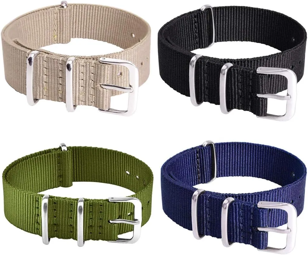 Gifts, Stocking Stuffers for Men Ritche Christmas Gift Military Ballistic Nylon Strap 16mm 18mm 20mm 22mm Premium Nylon Watch Band presentation myth Strap With Stainless Steel Buckle (4 Packs), White Elephant 