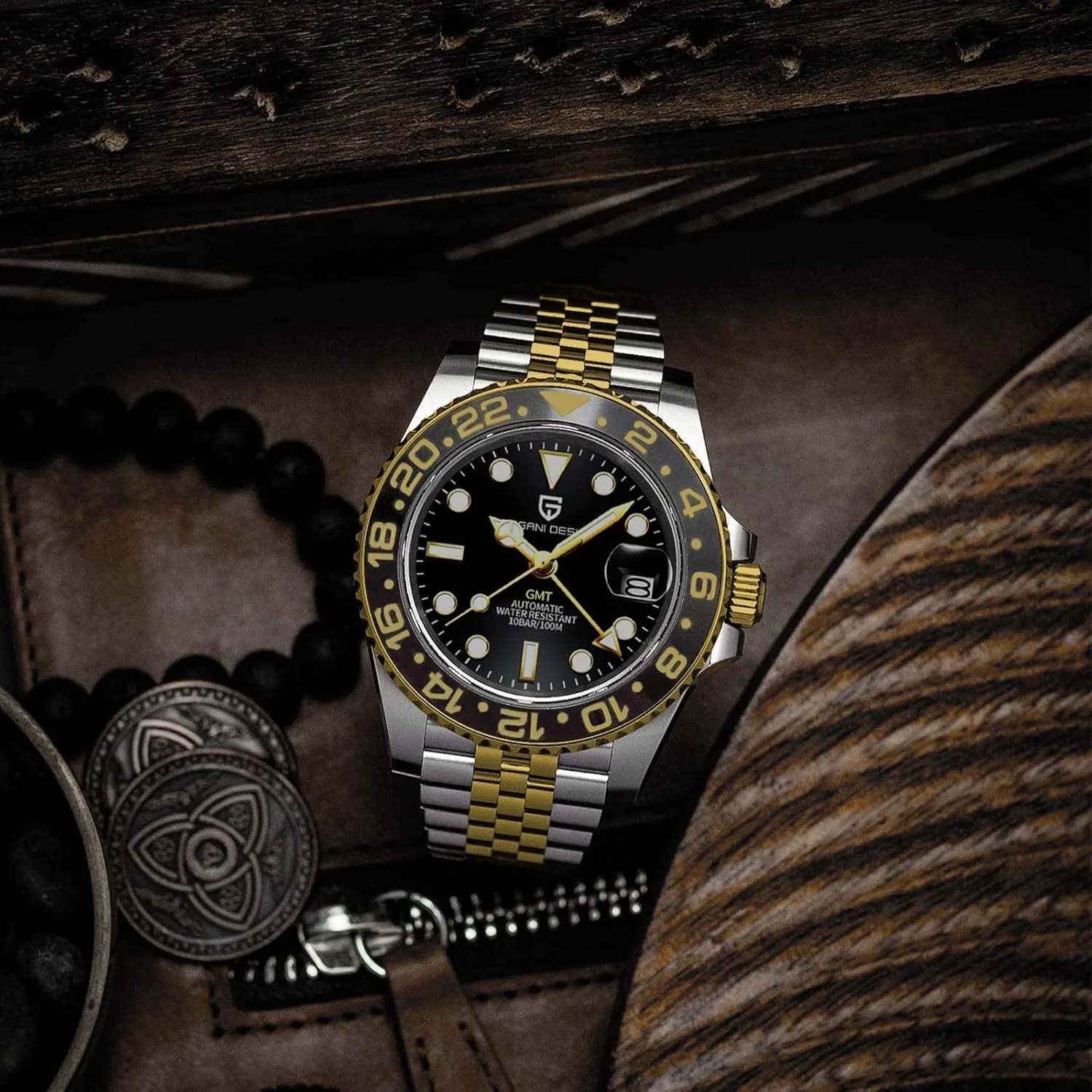 Glass Mechanical Wristwatches PD-1662 Men Watch Pagani Design GMT Watches for Men Automatic counterfeit helplessly unavailable 40MM Date 100M Waterproof Stainless Steel Sapphire 