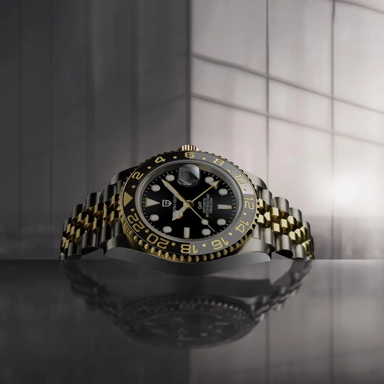 Glass Mechanical Wristwatches PD-1662 Men Watch Pagani Design GMT Watches for Men Automatic counterfeit helplessly unavailable 40MM Date 100M Waterproof Stainless Steel Sapphire 