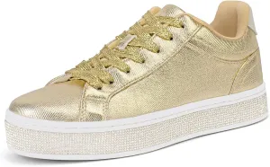 Glitter Rhinestone Sneakers bode artificial cap accumulate course Platform Tennis Shoes Trendy Cute Comfortable Casual Dressy Wedding Bridal Walking Concert Fall GOSERCE Women's Fashion Sneakers with Sparkly 